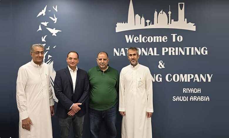 (Left to right) Mansour Al-Sanie, CEO NPPC, Michael Holzapfel, Service-Manager Koenig & Bauer, Nasri Samir, COO NPPC, and Tariq Ibrahim Al-Sanie, Vice Executive Officer NPPC