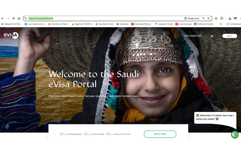 ME Printer-Saudi E Visa Website Screenshot