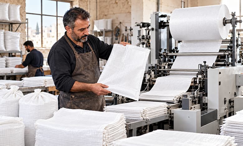 Syrian Bag Maker, Turkish Tech Revival-White woven PP sack production line